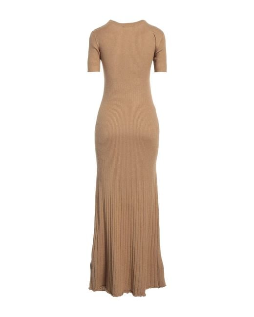 Max Mara Natural Solid Color Knitted Dress