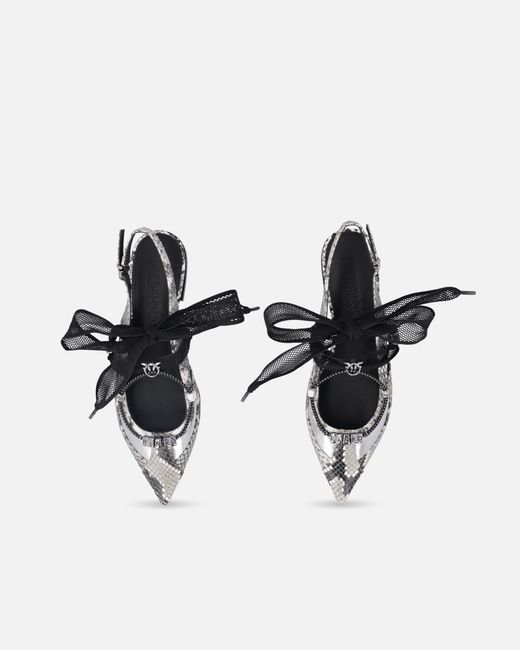 Pinko Black Bow Pointed-Toe Slingback Pumps