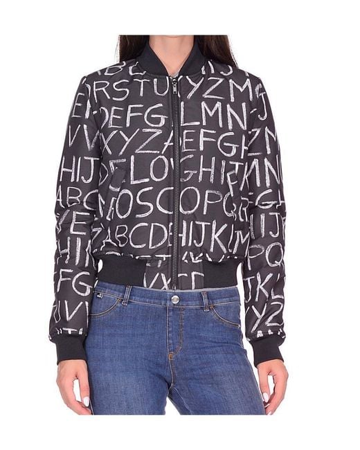 Moschino Blue Logo Details Baseball Jacket