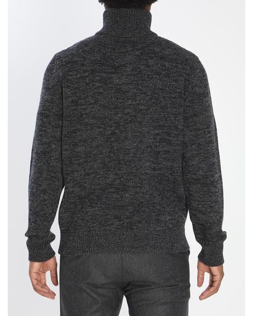 Barena Black Turtleneck Zip-Front Sweater for men