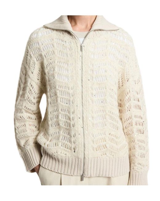 Peserico White Openwork Knit Cardigan