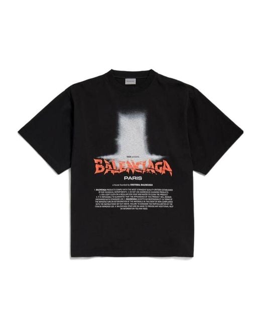 Balenciaga Black Cotton Printed T-Shirt