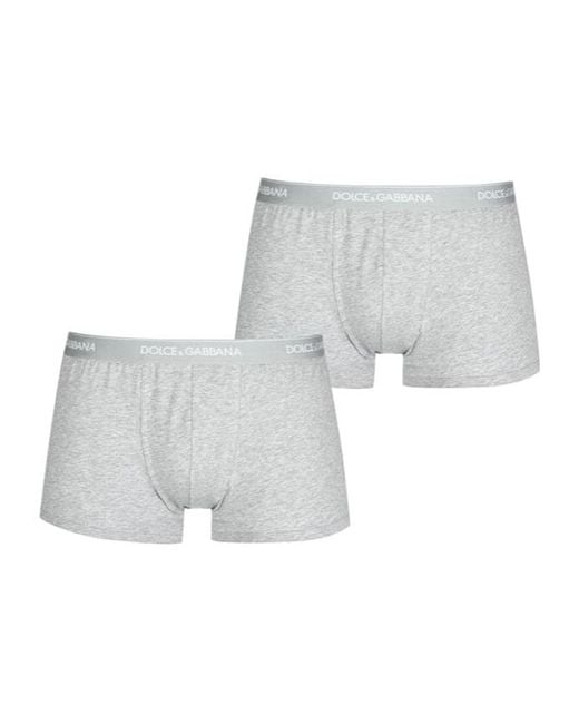 Dolce & Gabbana White Plain Cotton Stretch Boxers, 2-Pack for men
