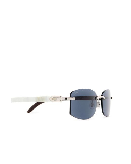 Cartier Blue Rectangular Frame Sunglasses