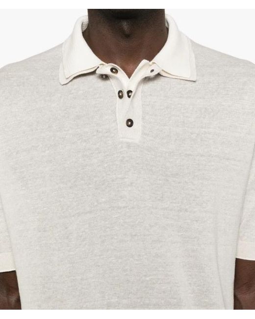 Eleventy White Collared Button Polo Shirt for men