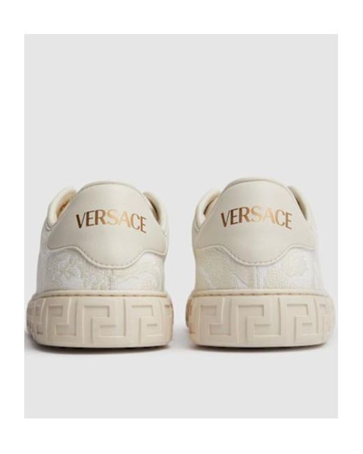 Versace White Lace-Up Low-Cut Casual Shoes for men