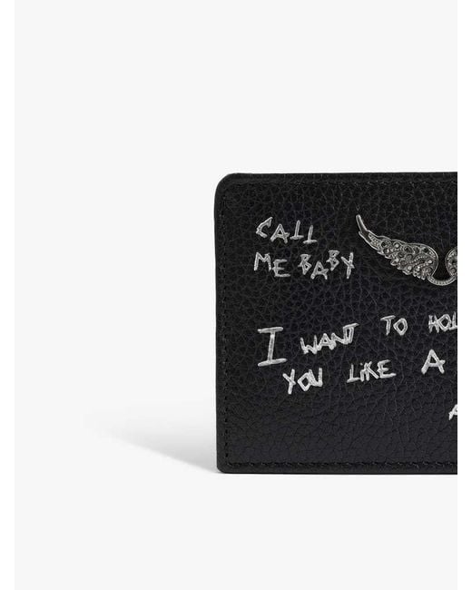 Zadig & Voltaire Black Zv Pass Graffiti Card Holder