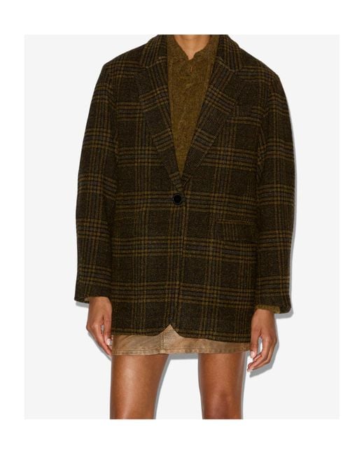 Isabel Marant Black Isabel Marant Étoile Double-Breasted Checked Blazer