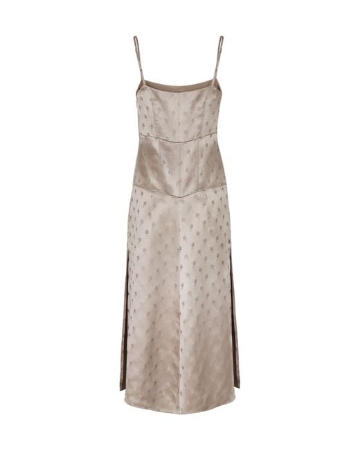 Fendi Gray Floral Detailed Sleeveless Midi Dress