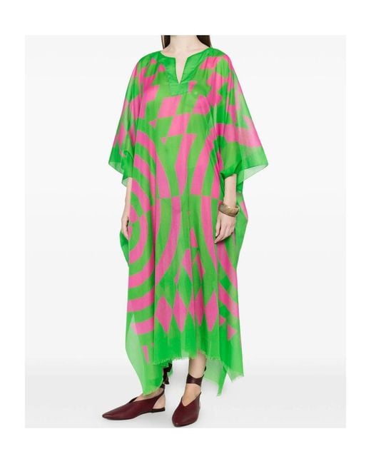 Dries Van Noten Green Printed Dress