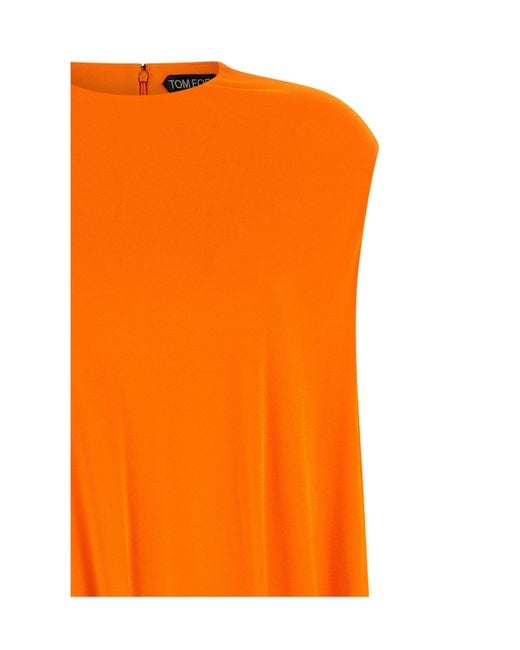 Tom Ford Orange Asymmetric-Hem Draped Mini Dress