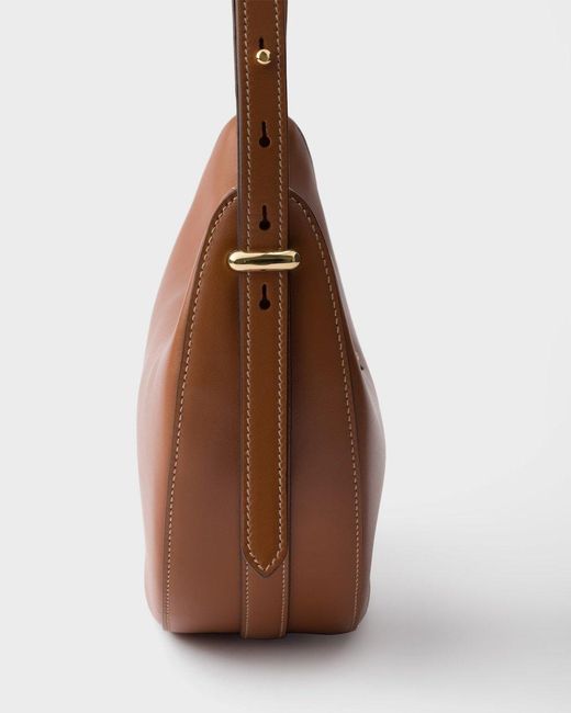 Prada Brown Arqué Small Leather Shoulder Bag