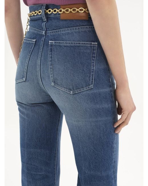 Chloé Blue Chloé High Waisted Flared-Leg Jeans