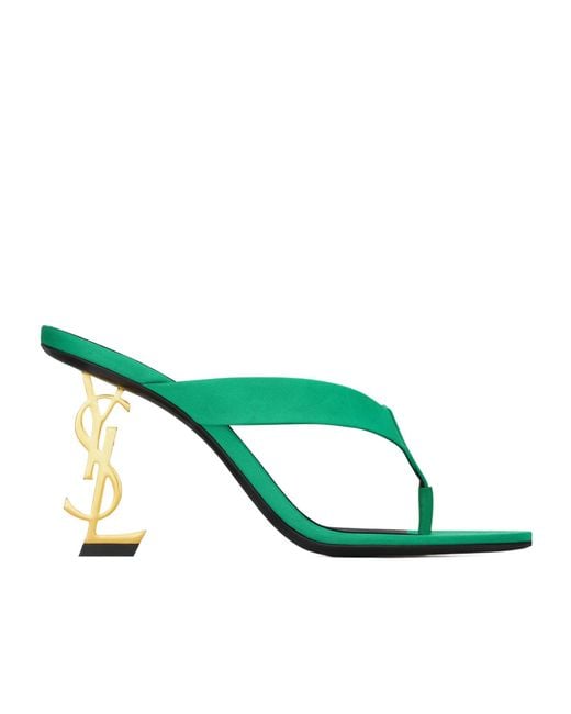 Saint Laurent Green Opyum Toe-Ring High-Heeled Sandals