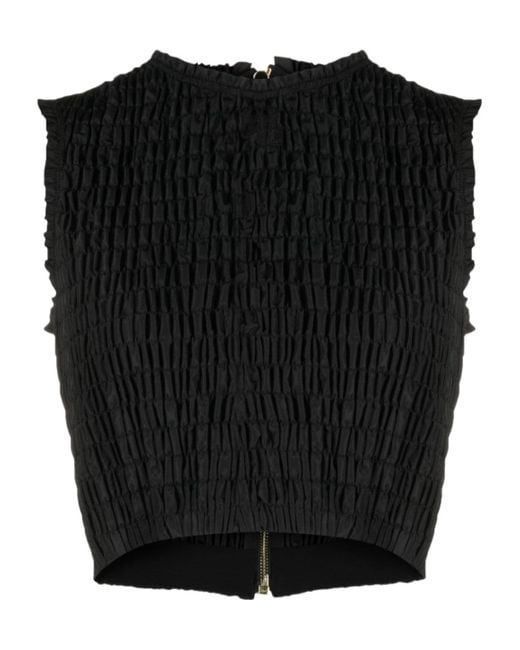 Patou Black Textured Cropped Top