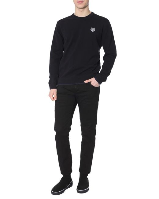 KENZO Blue Hutou Embroidered Cotton Blended Sweater for men