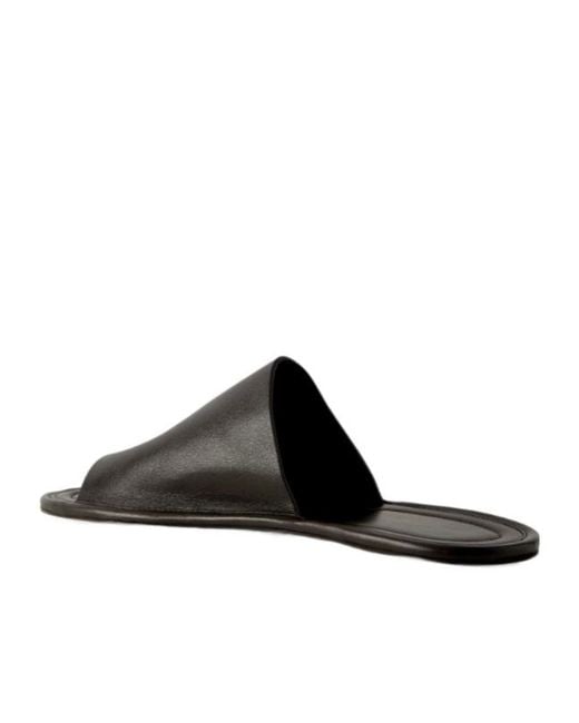 The Row Black Flat Sandals