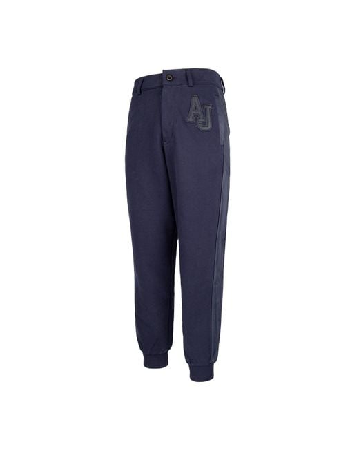 Armani Jeans Blue Dark Logo Casual Pants for men