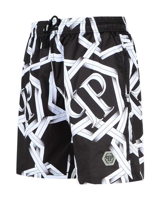 Philipp Plein Black Polyester Swimsuit for men