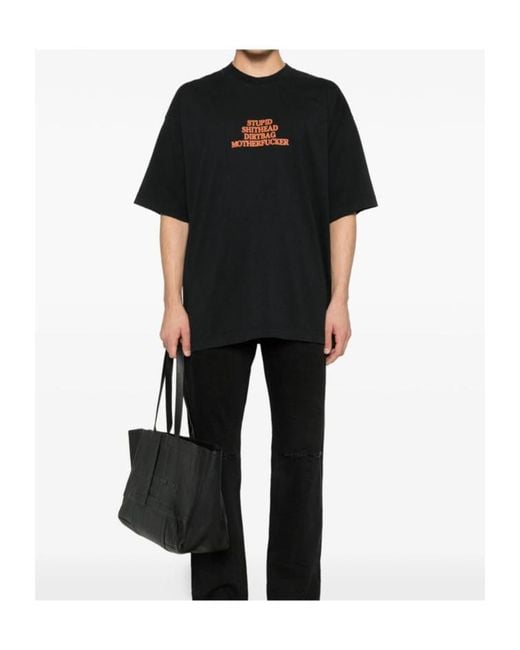 Vetements Black Short-Sleeved Crewneck T-Shirt for men