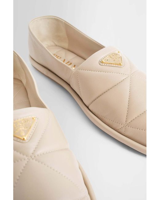 Prada Natural Logo Detail Flat Shoes