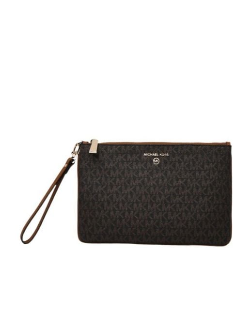 Michael Kors Black Monogram-Pattern Clutch Bag