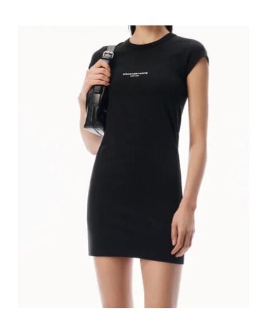 Alexander Wang Black Logo Jersey T-Shirt Dress