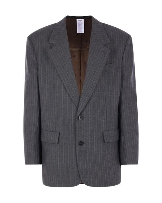 Magliano Black Pinstripe Single Breasted Jacket for men