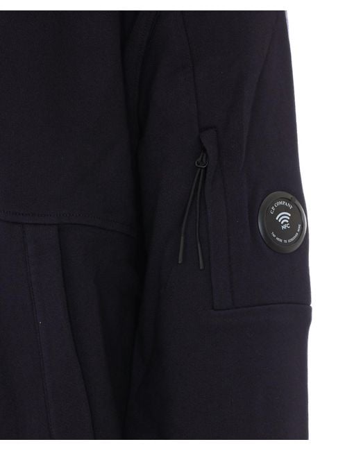 C P Company Blue Drawstring Hooded Sweatshirt for men