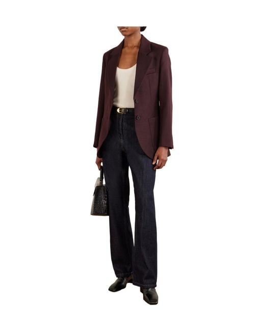 Victoria Beckham Purple Single-Breasted Wool-Blend Blazer