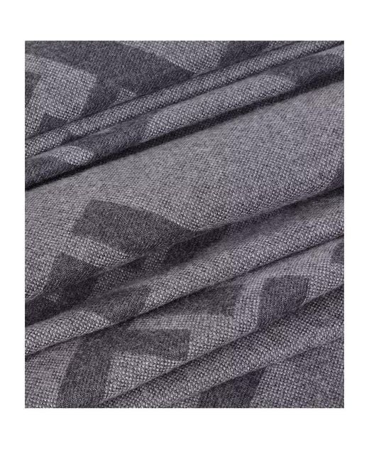 Fendi Gray Ff Jacquard Fringed-Edge Scarf for men