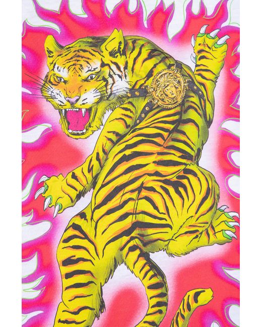 Versace White Roar-Print Cotton T-Shirt for men