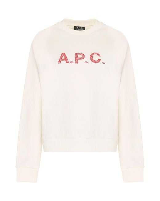 A.P.C. White Logo Printed Crewneck Sweatshirt