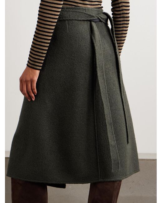 Proenza Schouler Green Bodhi Wool-Blend Bouclé-Twill Midi Wrap Skirt