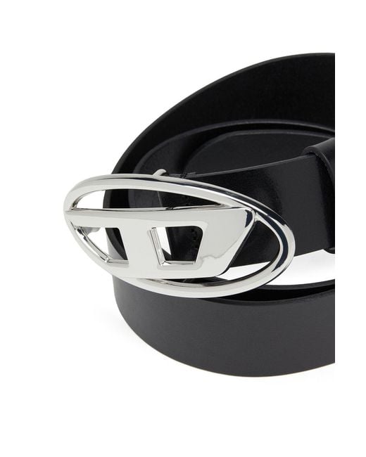 DIESEL Black B-1Dr Logo Plaque Buckled Belt