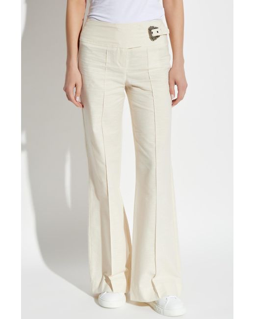 Versace Jeans White Couture Baroque Buckle Pants