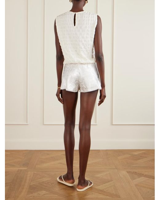 Doen White Loren Floral Jacquard Shorts