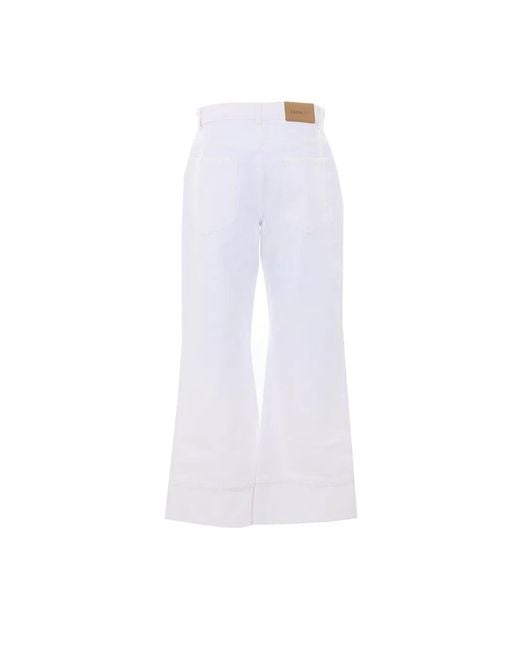 Farm Rio White Crochet Trim Wide-Leg Jeans