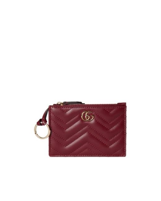 Gucci Purple Gg Marmont Zip Key Pouch