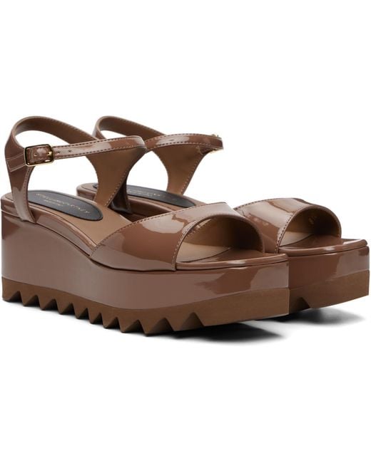 Stella McCartney Brown Elyse Patent Leather Platform Sandals