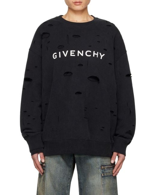 Givenchy Black Logo Printed Crewneck Sweatshirt for men