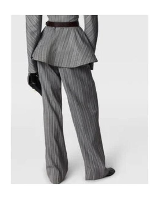 Stella McCartney Gray Striped Wide Leg Trousers