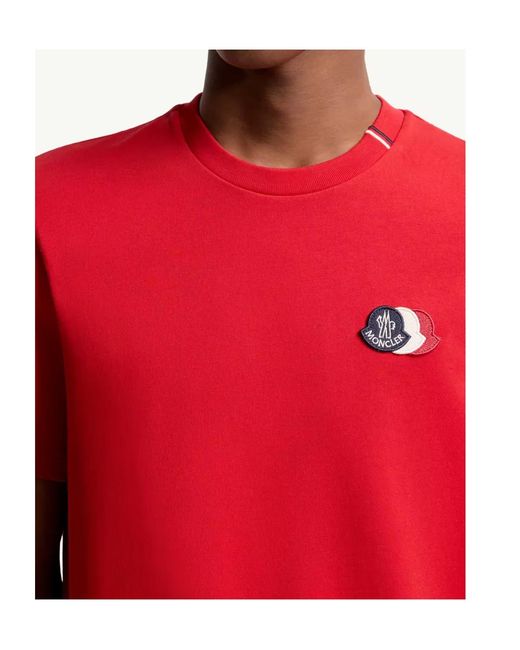 Moncler Red Logo Patch Crewneck T-Shirt for men