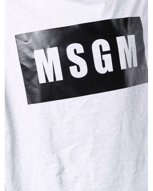 MSGM White Logo-Print Cotton T-Shirt for men