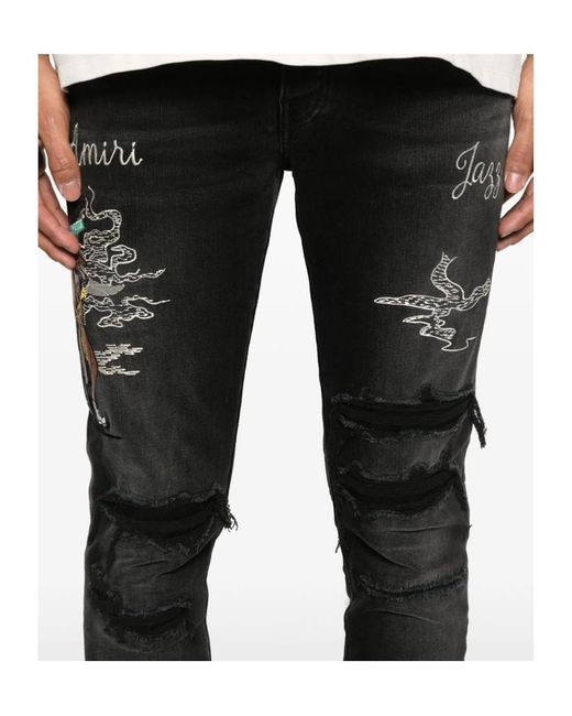Amiri Black Belt-Loop Jeans for men