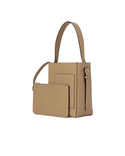 Valextra Natural Open Top Mini Bucket Bag