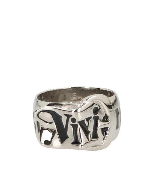 Vivienne Westwood White Buckle-Engraved Ring
