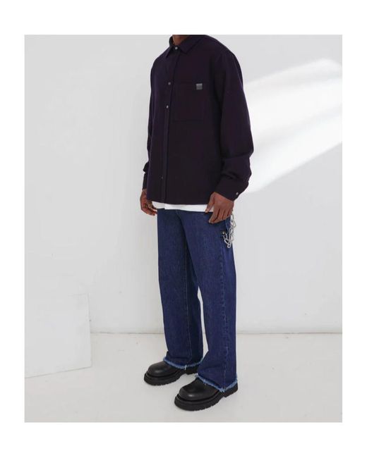 DARKPARK Blue Chain Adorned Relax Fit Worker Denim for men