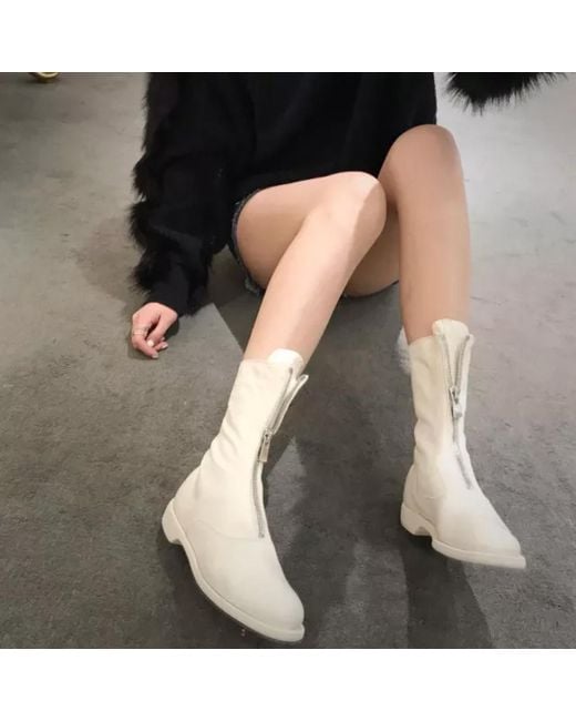 Guidi White 310 Front Zipper Boots