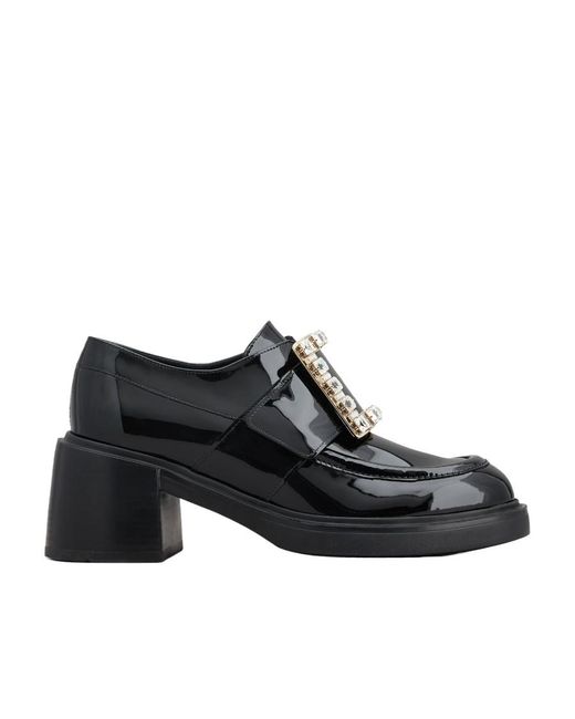 Roger Vivier Black Viv' Rangers Rhinestone Buckle Loafers